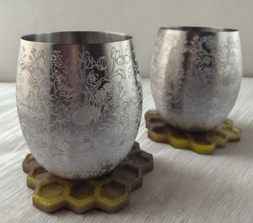 [ART-000582] Coffret artisanal – Sous-verres Nid d'Abeille